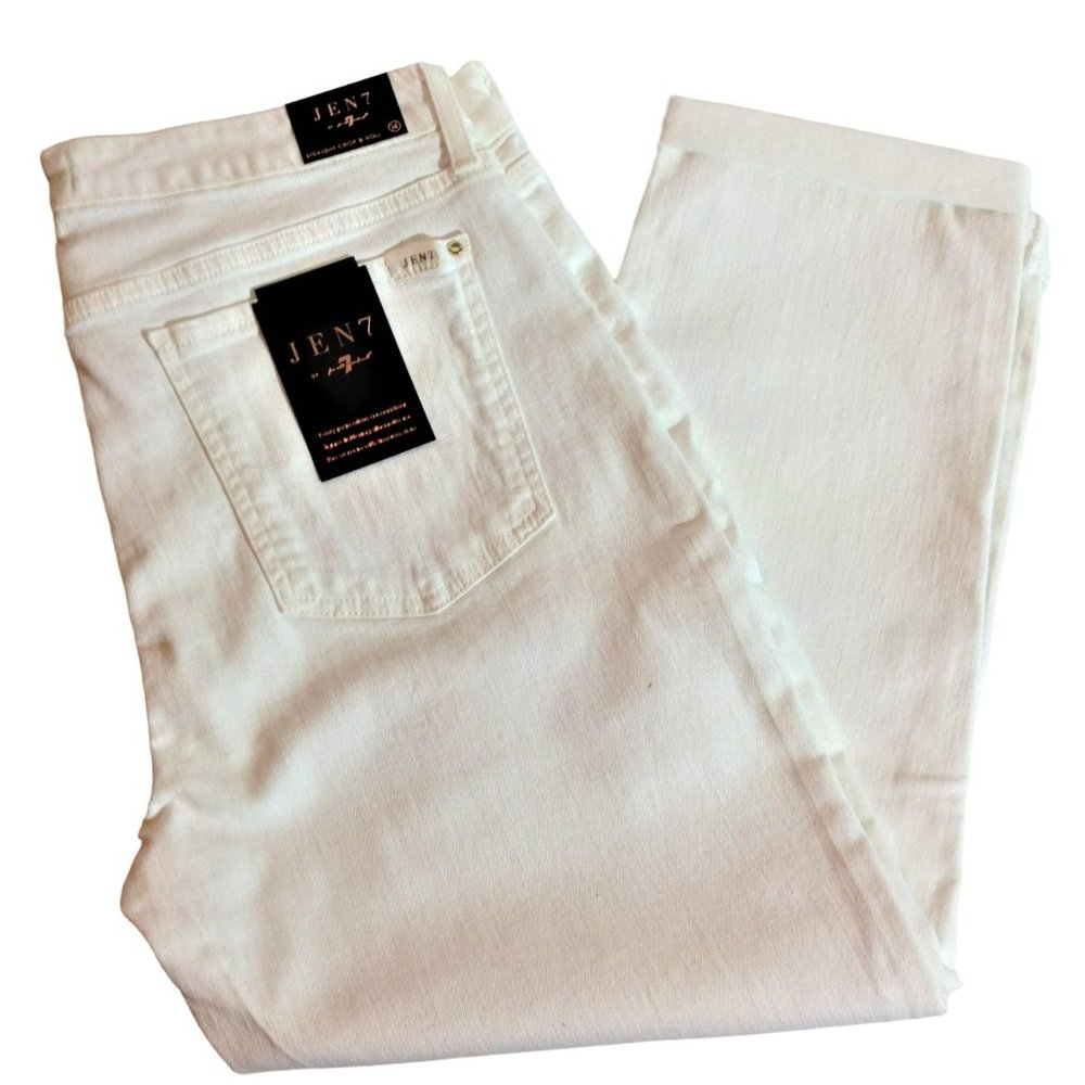 Jen7 Crop and Roll Straight Leg Jeans. New With Tickets. Size 14.